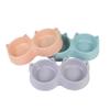 Противоскользящая большая кошачья мордочка, двойная миска для домашних животных, цвет макарон, пластик для собак и кошек