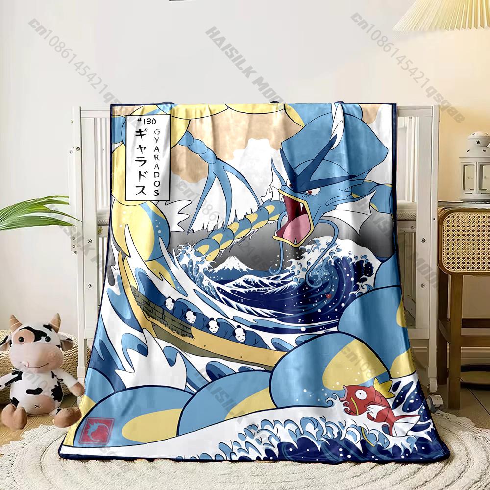 Best Seller! Classic Japanese Anime Pokemon Card Retro Charizard Print Blanket Home Travel Blanket Sofa Bedding Cover Blanket