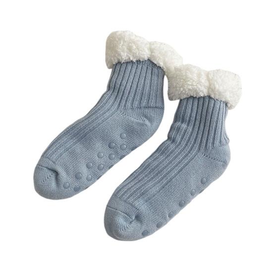 Fuzzy Warm Slipper Socks for Women Cozy Fluffy Fleece Lined Home Floor Socks with Grippers Winter Soft Thermal Sleep Socks