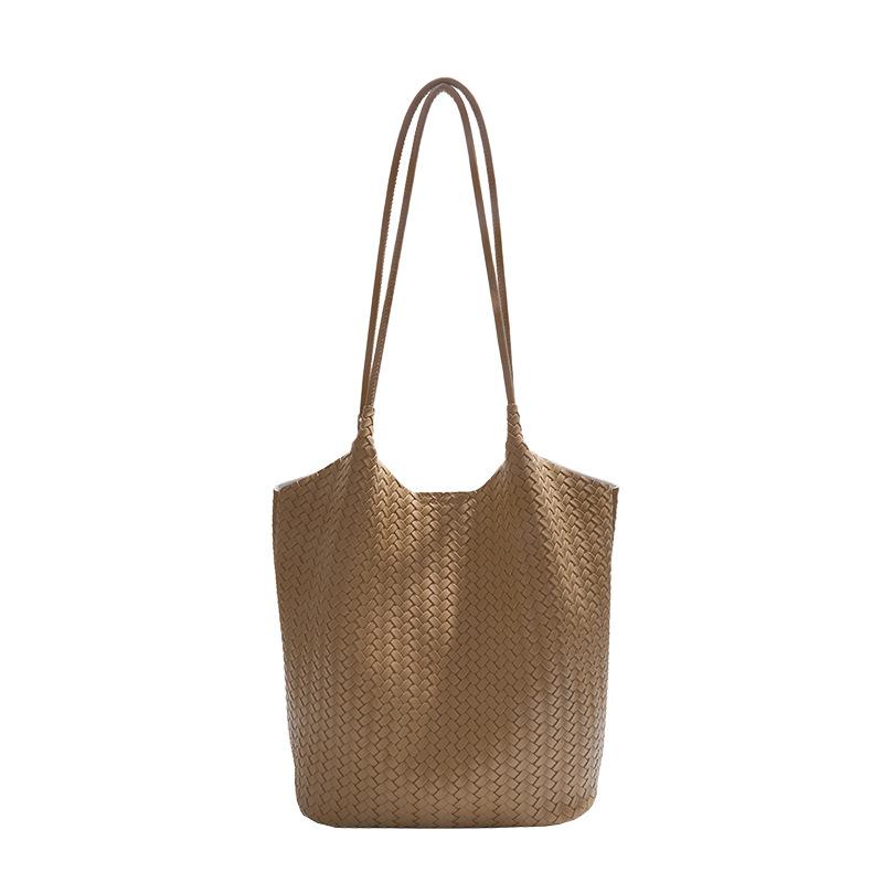 Premium Woven Bag Women's Autumn and Winter Retro Tote Bag Large Capacity Shoulder Commuter Bag