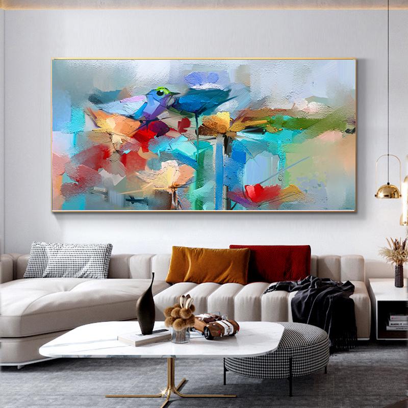 Abstract Colorful Tree Oil Painting Printed On Canvas Wall Art Landscape Posters Pictures for Living Room Home Decor No Frame