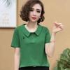 High-End Women's Stylish Summer Cotton T-Shirt with Peter Pan Collar - Slimming and Trendy Short-Sleeved Top