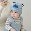 Детская шерстяная шапка Милая шапка с защитой ушей в виде лягушки с большими глазами Зимняя утолщенная теплая вязаная шапка Подарок для детей