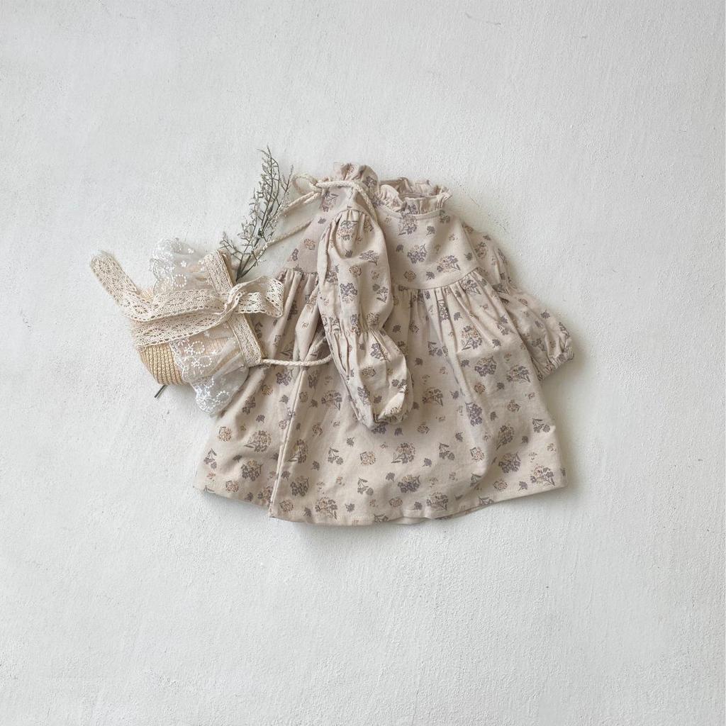 Весеннее ретро-платье для девочки, принцессы из королевского двора, с цветочным принтом и воротником-бутоном.