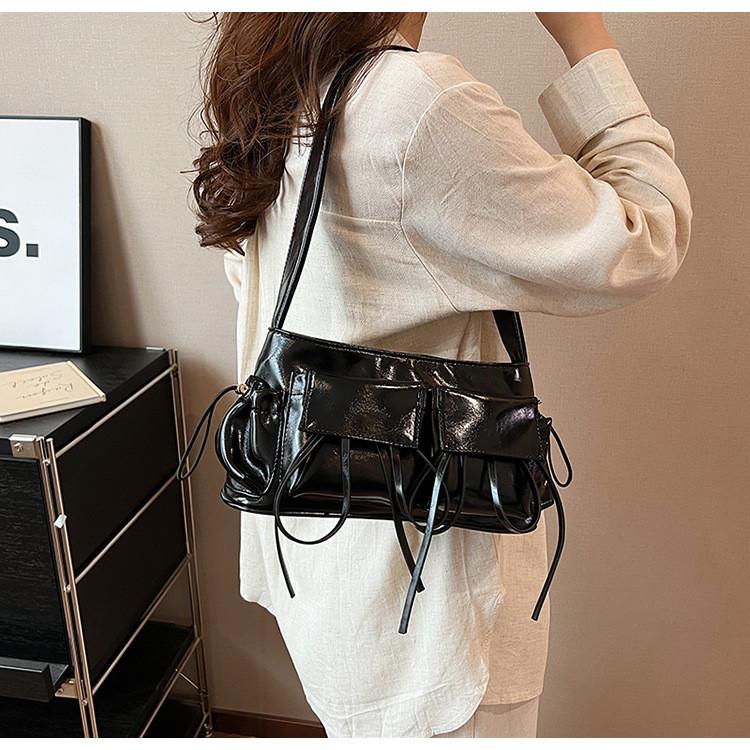 Ielgy Sweet Bow Underarm Bag Multi-Pocket One-Shoulder Fashion All-Match Tote Bag