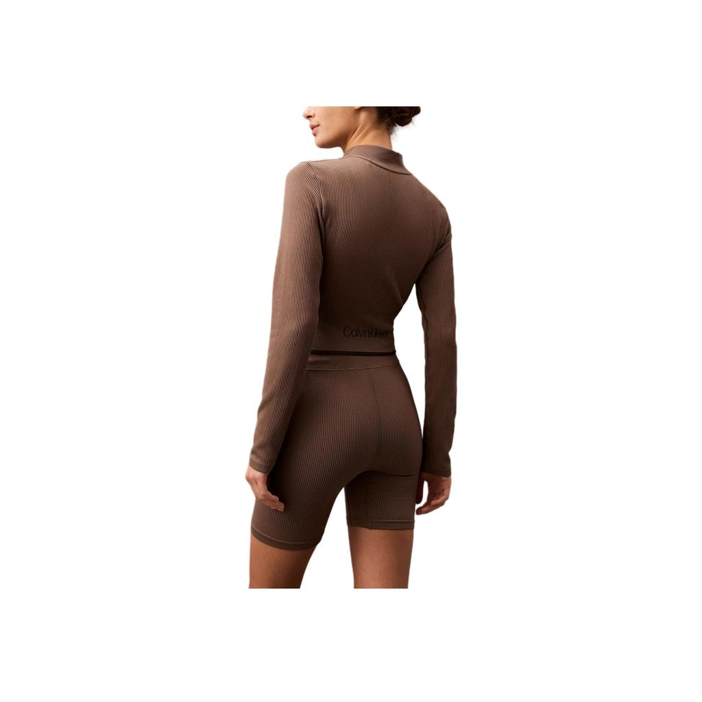 Calvin Klein Короткая приталенная куртка с воротником-стойкой и длинным рукавом, женские куртки цвета хаки 404F406-030