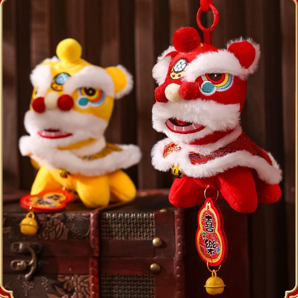 Cartoon Lion Dance Pendant Bell Chinese New Year Gift Lion Dance Keychain  Bag Hanging Accessories