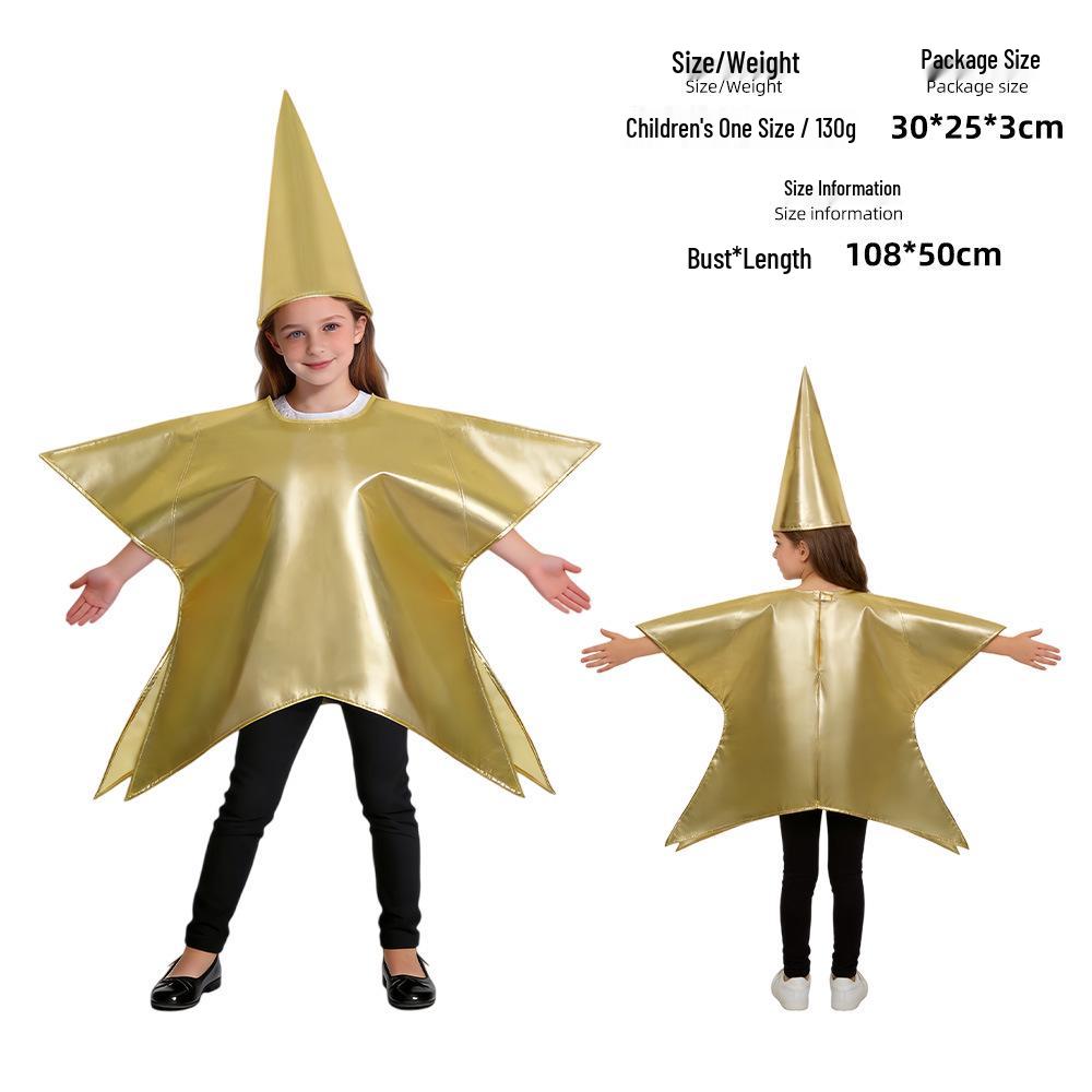 Kids' Gold Star Role-Playing Christmas Costume for Kindergarten Performance