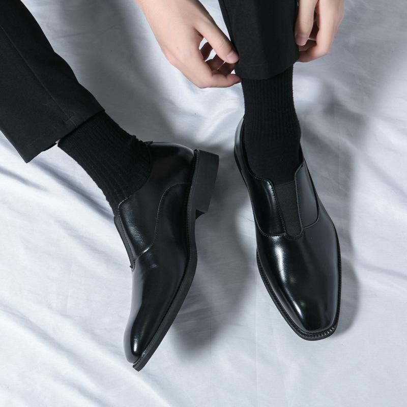 Large Size Leather Shoes Men's Japanese Foot Cover Business Dress Wedding Shoes Daily Office Work Derby Shoes Men