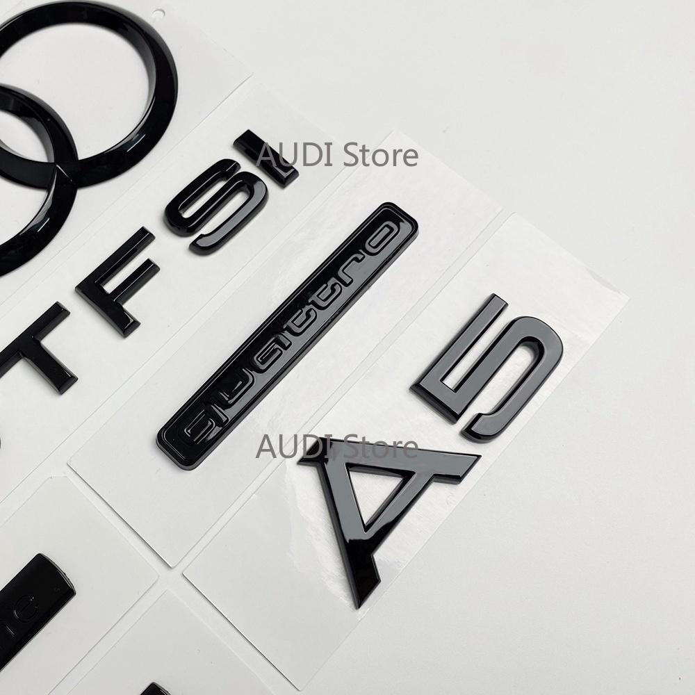 hot A5 4-Ring logo ABS Black Car Hood Front Bonnet Grill Rear Trunk Emblem Badge Sticker A5 mark 40TFSI 45TFSI Quarrto Emblem
