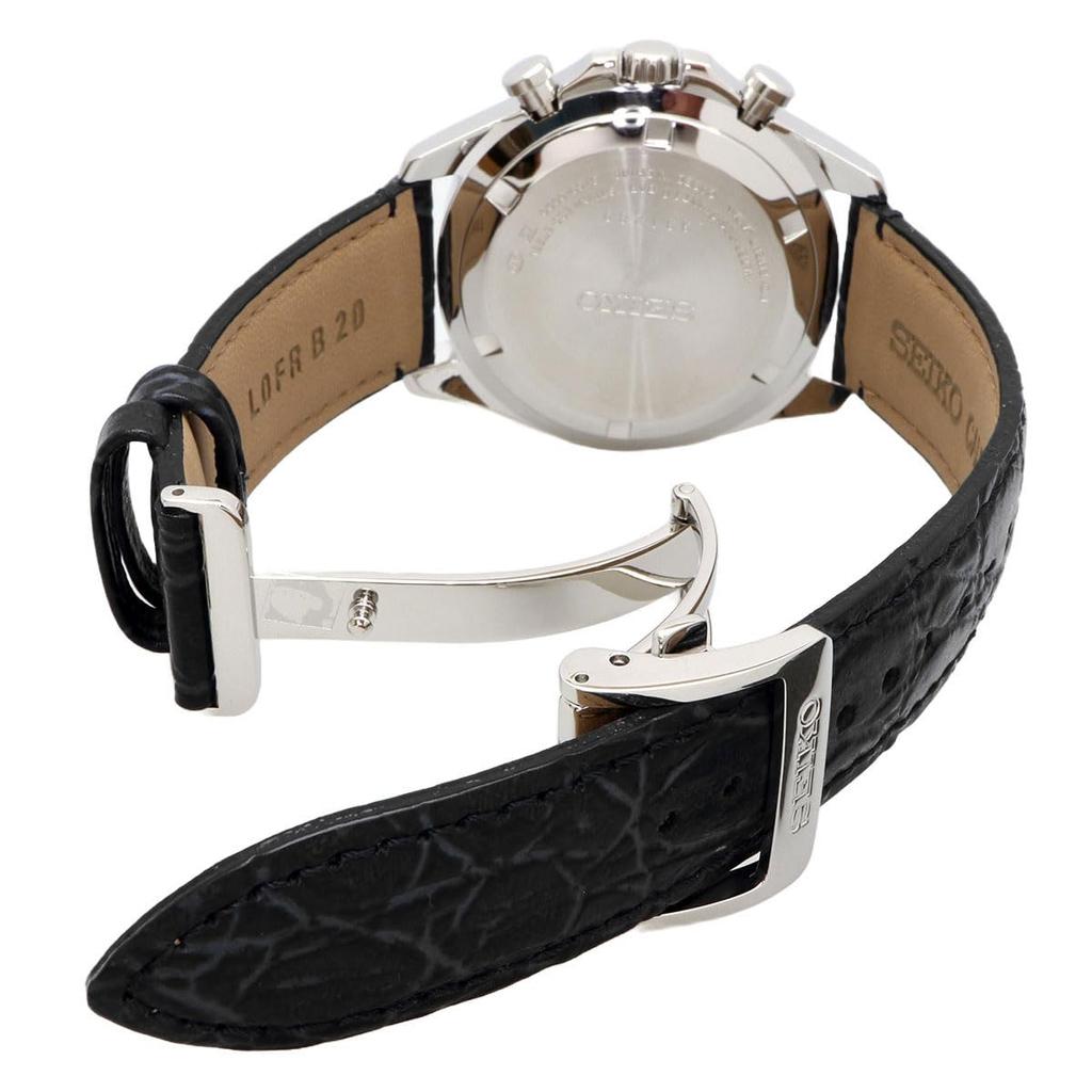 Seiko Мужские кварцевые часы с секундомером 1/5 секунды SBTR021 Черный кожаный ремешок