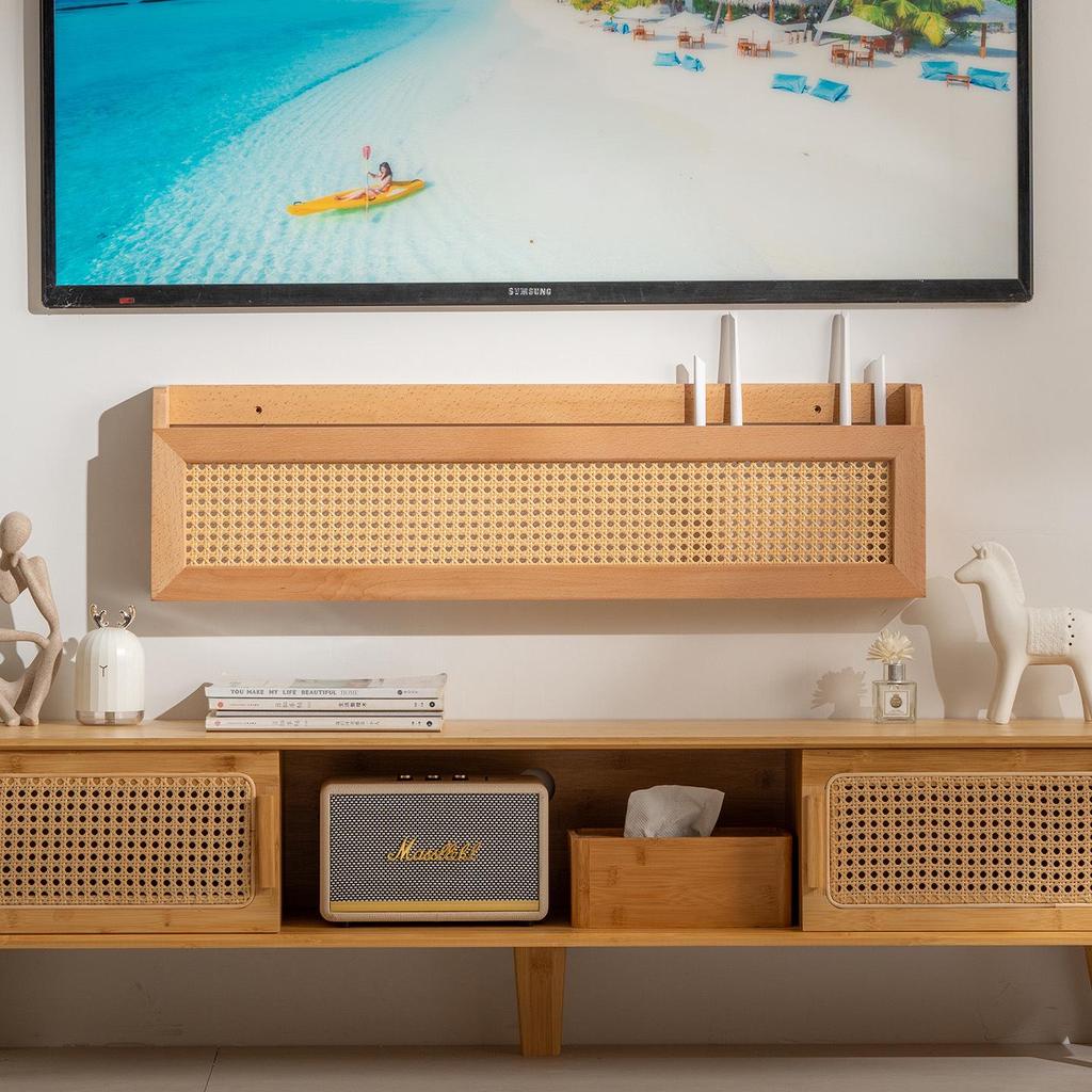 Wall-Mounted Wooden Router & Modem Storage Box: Power Strip Organizer & Socket Cover