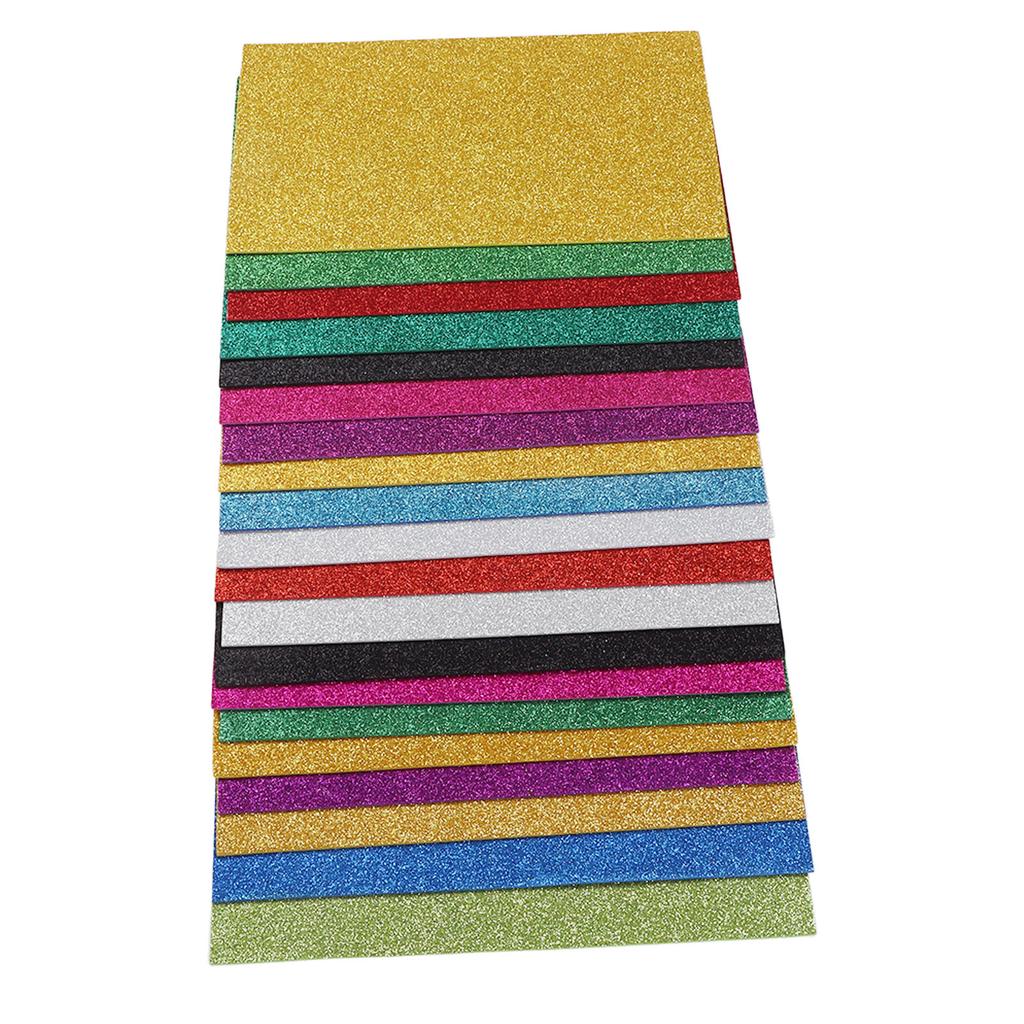 20 Sheets A4 Glitter Foam Sheets for Kids 2mm Cuttable Handcraft DIY Signal Sided Self Adhesive
