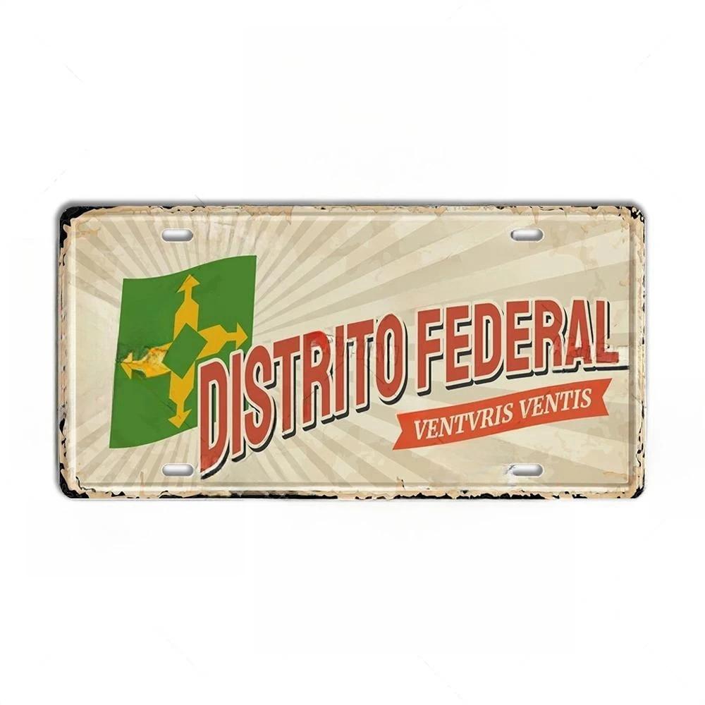 HD Metal Tin Sign Vintage Brazil Cities License Plate Style Retro Wall Art Decor for Home Bar Garage