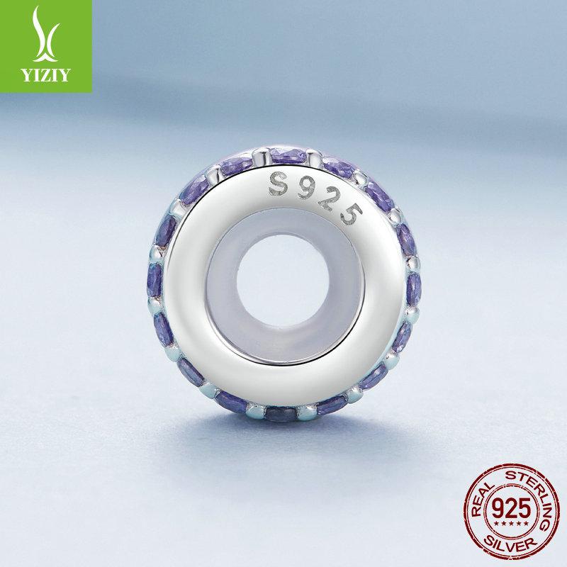 Модный силиконовый браслет-позиционер конфетного цвета с разделительными бусинами, популярные бусины из стерлингового серебра S925 для DIY