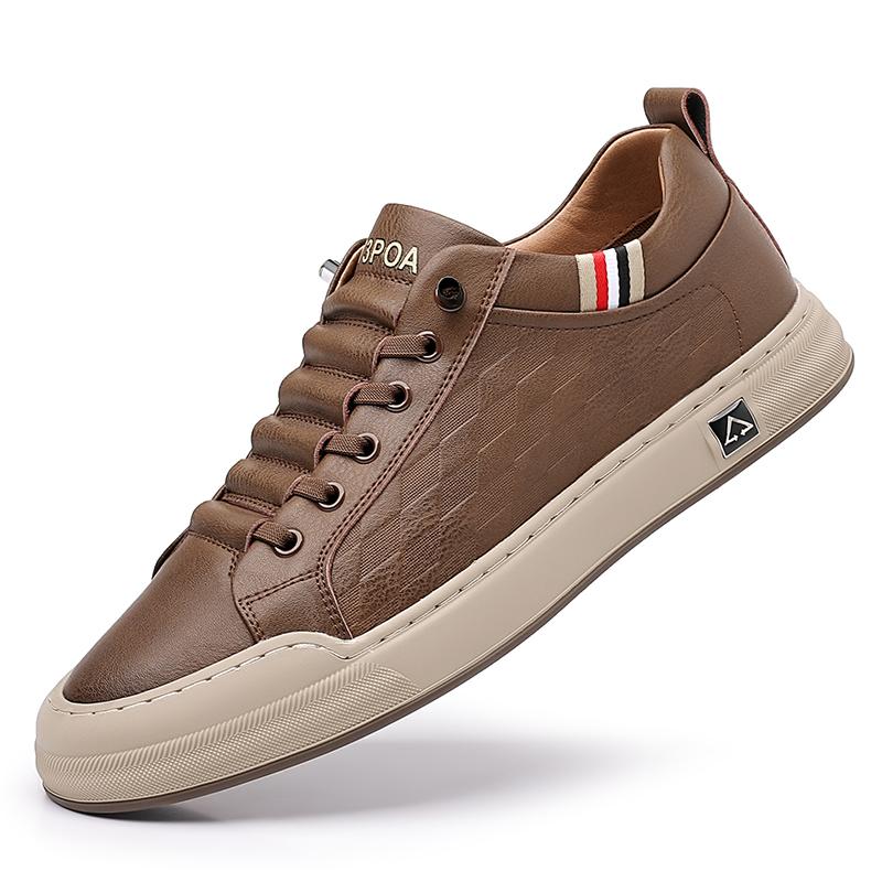 2024 New Mens Sneakers Genuine Leather Lace-Up Fashion Men's Skate Shoes Male Breathable Comfortable Outdoor Shoe Male Shoes