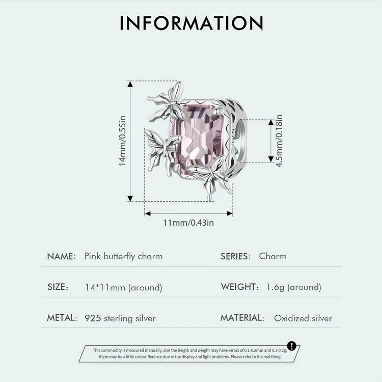 WOSTU 925 Sterling Silver Retro Butterfly Stopper Buckle Square Bible Beads Pink Faith Charms Fit Original Bracelet DIY Gifts