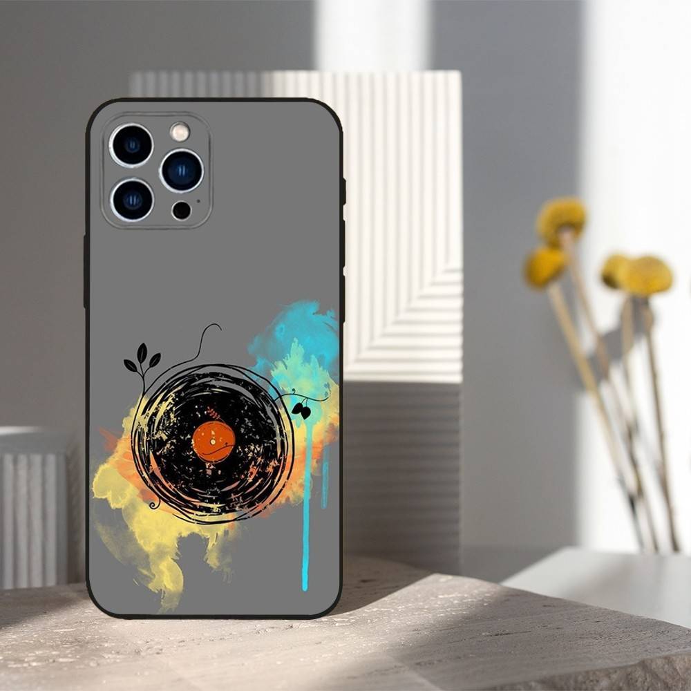 Vinyl Record DJ Art For iPhone 13,16,11,14,17,12,15,Plus,Pro Max,XS,X,XR,SE,Mini,8,7,Phone Case Soft Silicone Black