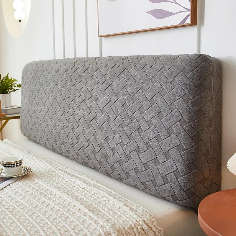 Утолщенный чехол для изголовья кровати, жаккардовые чехлы для изголовья, однотонные эластичные чехлы из спандекса для изголовья кровати, пыленепроницаемые чехлы для спинки кровати