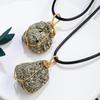 Обернутый проволокой натуральный кристаллический камень ожерелье пирит кулон ювелирные изделия необработанный камень пирит подарки