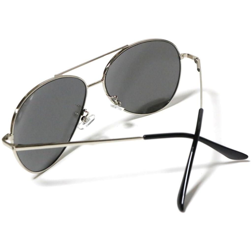 Silver X Silver Ribo Mirror Sunglasses Teardrop Aviator Metal Mirror Lens Color Lens Pilot Unisex Fishing Driving Driving [FashionBerry] 4. Men's