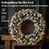 Christmas Wreath 60 cm Lit Door Wreath with 50 LEDs, Pinecones, Artificial Snow, for Christmas Advent Front Door