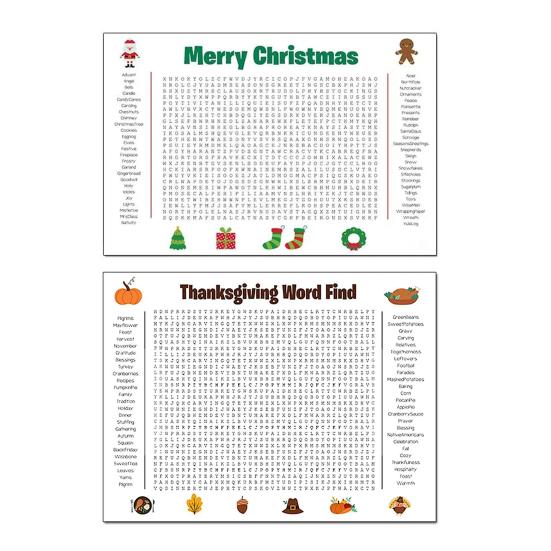 Плакат-размер Поиск слов День Благодарения Рождество Поиск слов Плакат Гигантский 36"X22" Настенная игра для семейного праздника