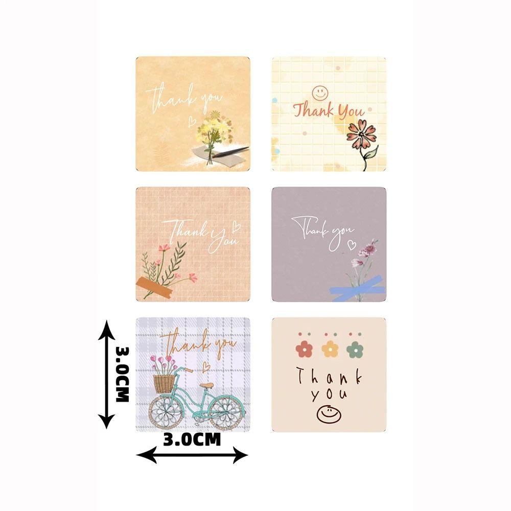 300 шт./рулон Цветочная наклейка «Спасибо» Милая наклейка-печать Прочная этикетка для выпечки на конверт Декор для подарков