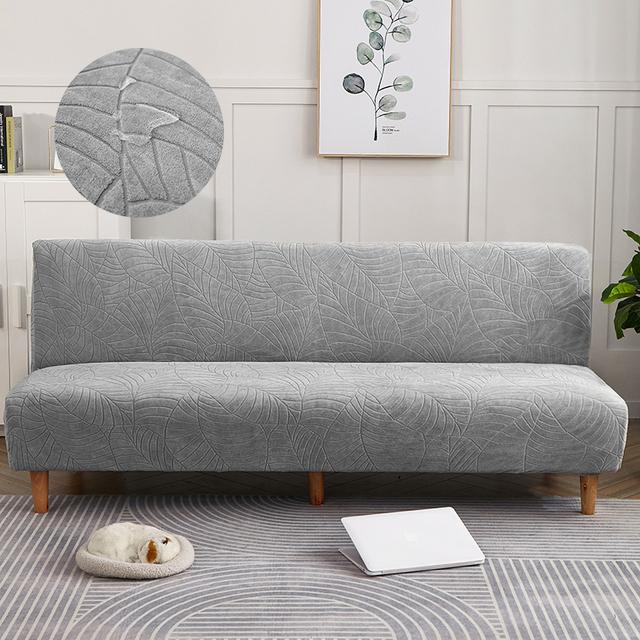 Waterproof Sofa Bed Cover Armless Folding Sofa Bench Solid Stretch High Elastic Thick Sofa Cover Without Armrest Universal Size