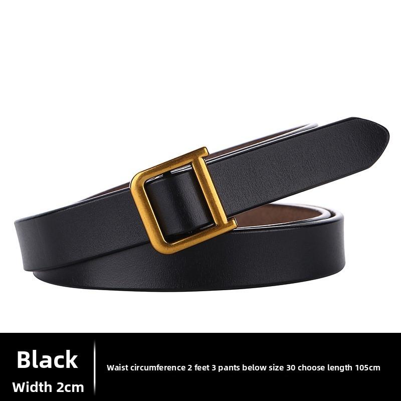 Classic Leather Waist Belt For Women With D Buck Closure For Dress Accessory