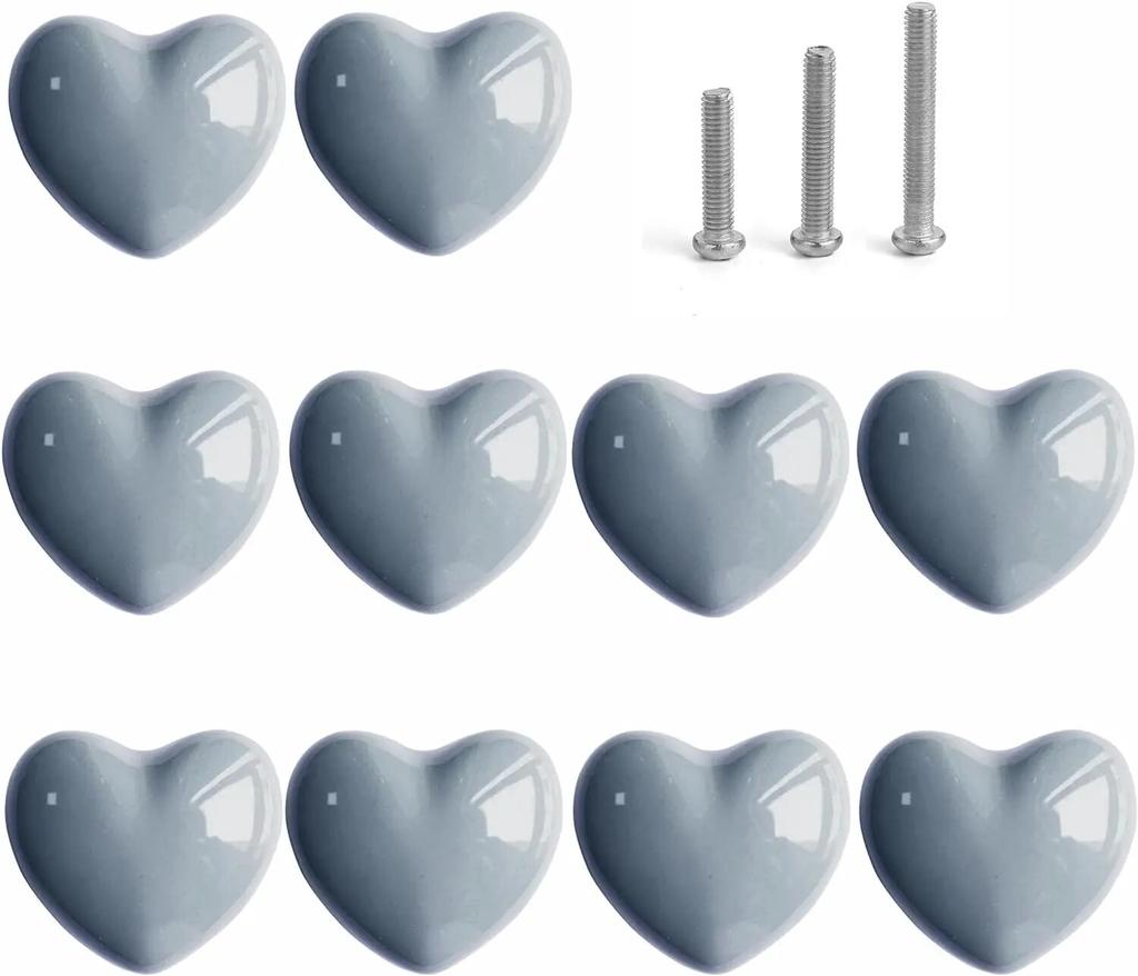 Керамические ручки для ящиков в форме сердца, ручки для шкафа, комода с винтами 3 размеров, ручки для кухонной мебели для шкафа, шкафа