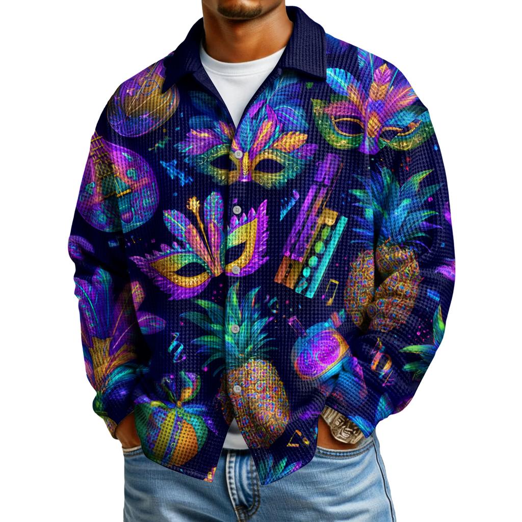 Мужская повседневная рубашка с длинным рукавом на пуговицах