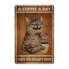 1 шт. Металлическая ретро-табличка с кошкой для кофе, винтажная, «Чашка кофе в день прогоняет ворчуна», для дома, кофейни, бара, настенный декор, 8x12 дюймов