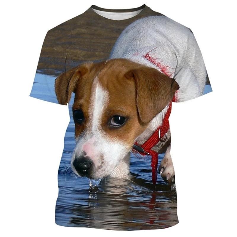 Jack Russell Terrier 3D Print Short Sleeve Tee Summer Kid Top For Daily Play Outdoor Gathering Leisure Daily Trip Wear