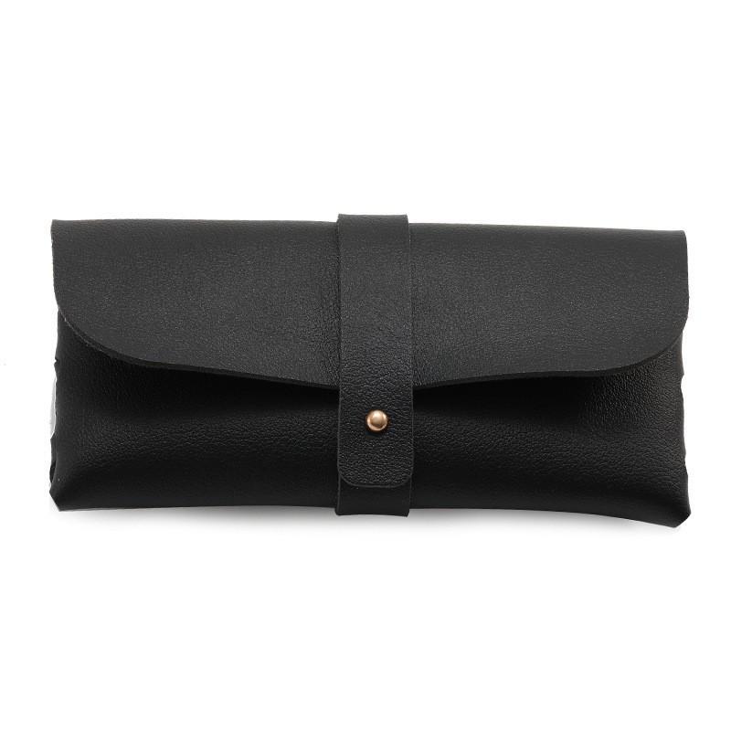 Модный чехол для очков из ПВХ кожи на кнопке - Черно-белый мягкий чехол, в наличии