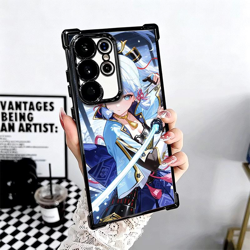 Genshin Impact Kamisato Ayaka Plating Phone Case For Samsung Galaxy S24 S25 FE S26 Edge S23 Ultra S22 S21 Plus S20 Anti-Fall Air