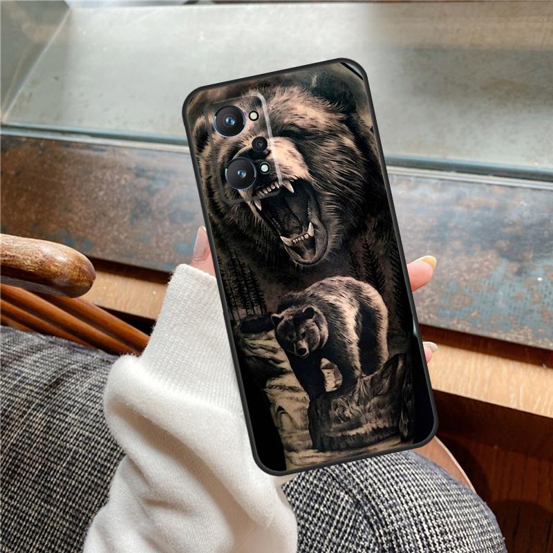 Cute Grizzly Bear Case For Realme 13 Pro Plus 11 12 14 C71 C75 C55 C51 C53 C25 C63 C61 C65 C67 GT6 GT7 15 Pro