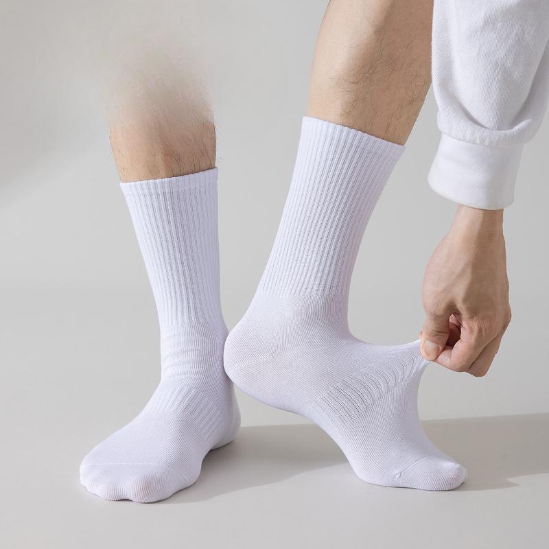 Men's Spring and Summer Short Socks, Black and White Socks, Anti-ball Mid-calf Socks, Basketball Sports Socks, Men's Cotton Socks