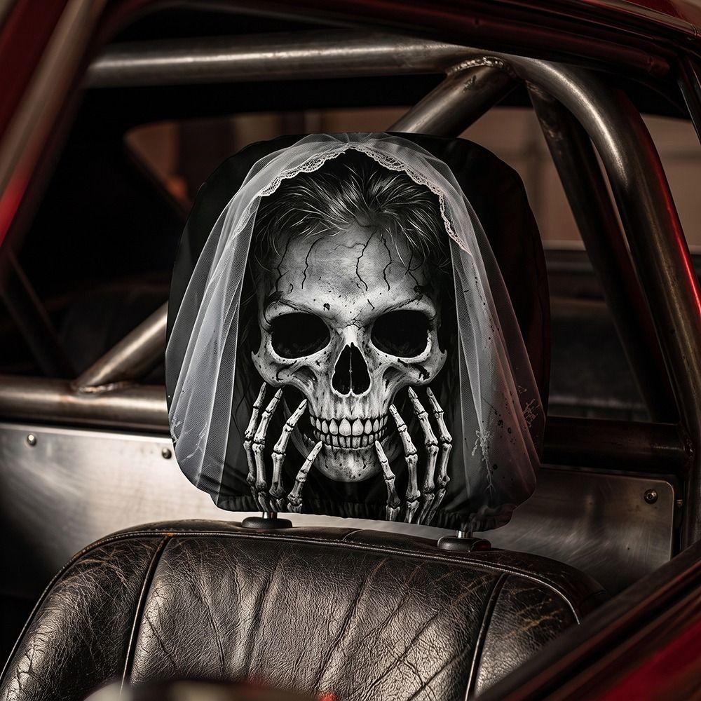 2Pcs Halloween Accessories Car Headrest Covers Ghost Neck Pillowcase Car Interior