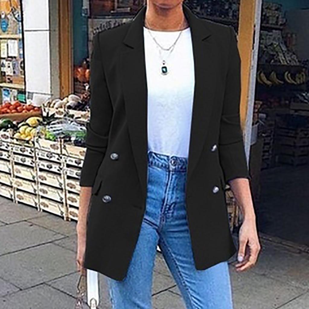 Женская однотонная куртка с отложным воротником и длинным рукавом, верхняя одежда