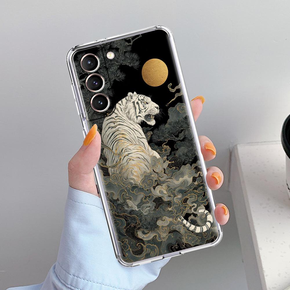 Чехол для телефона Samsung Galaxy S26 S25 S24 S23 S22 Ultra S20 S21 FE 5G Plus Мягкий прозрачный чехол Крутое животное Тигр Лев