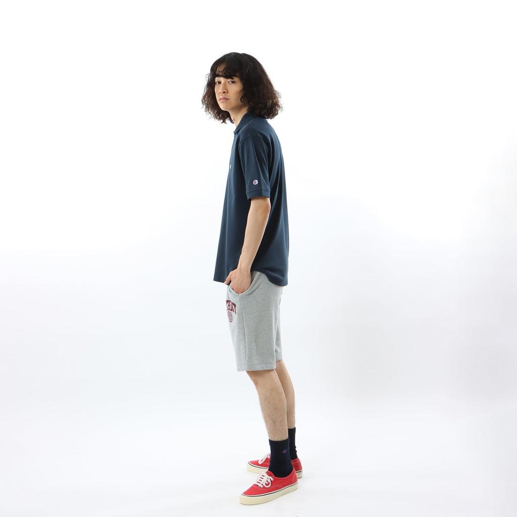 Champion Поло Шорты Одноточечное Поло с коротким рукавом 3L Футболка, Рукав, 100% Хлопок, Логотип, Футболка, Базовая, C3-Z358, Мужская, Темно-синий,