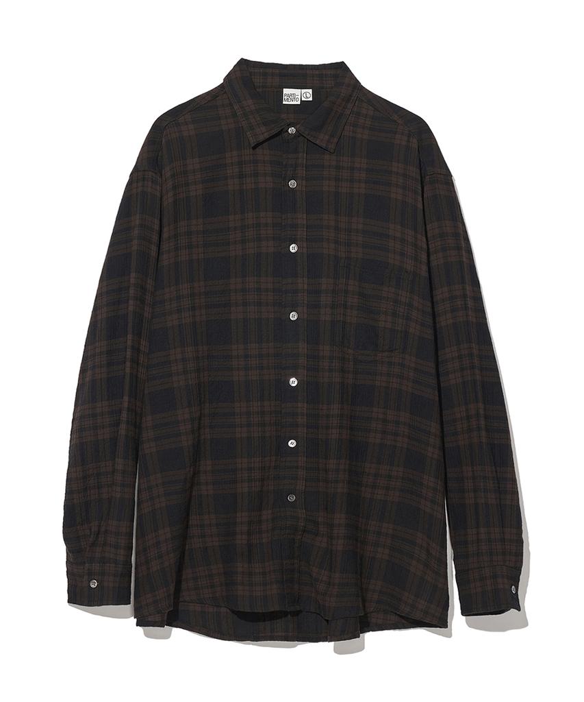 PARTIMENTO Shadow Tartan Check Shirt Brown