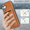 Detachable Magnetic Card Wallet Leather Case for iPhone 16 Pro Max 17 Air 16e 15 14 13 12 Wireless Charging+Ring Holder Cover