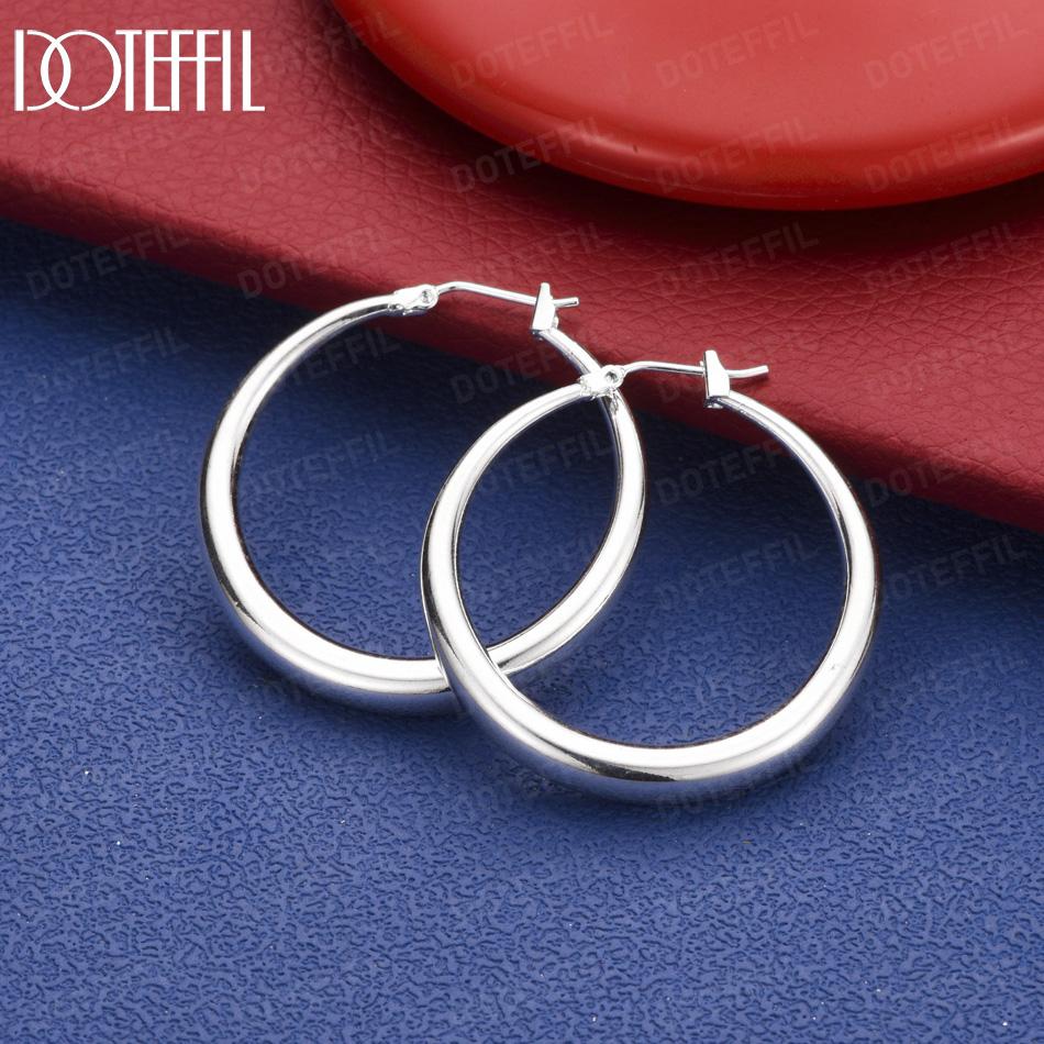 Серьги-кольца из стерлингового серебра 925 пробы, полированные, модные украшения, вечерние украшения