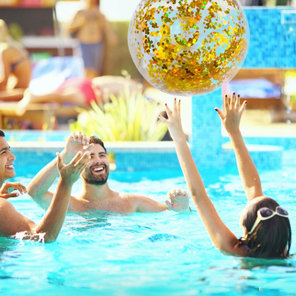 1/2/5pcs PVC Inflatable Glitter Beach Ball Transparent Confetti Sequin Swimming Pool Balls Christmas Interactive Playing Balls