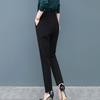 Women Solid Color Suit Pants High Waist Elastic Waistband Slant Pockets Slim Fit Casual Long Trousers Workwear