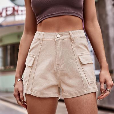 Женские джинсовые шорты средней талии, прямые, джинсовые шорты-карго с карманами, повседневные