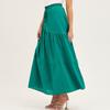 Women's Fashionable, Sexy And Elegant Solid Color High Waist Elastic A-line Pleated Skirt With Large Hem