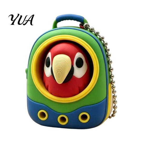 Parrot Backpack Clicker Animal Fidget Toy, Dog Cat Penguin Finger Toy Clicker, Stress Relief Handbag Decorative Accessory Compact Toys